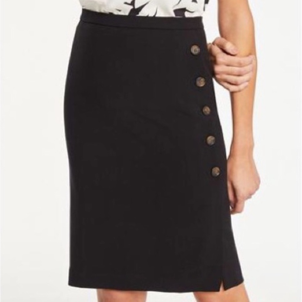 Ann Taylor Doubleweave Side Button Trim Skirt